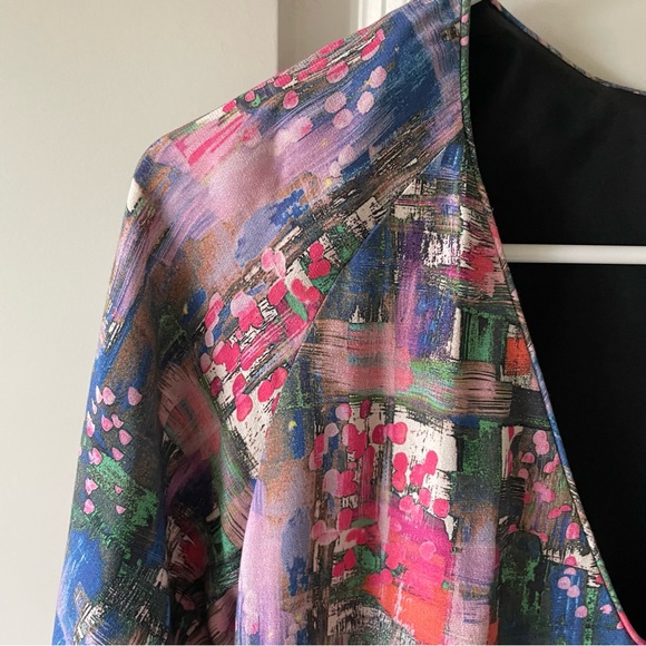 Cor|y Pastel Abstract Print Kimono Style Flowy Dress Size 6 - Picture 4 of 8